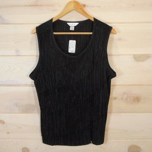 Christopher & Banks Women's XL Sleeveless Blouse Micropleat Black NWT